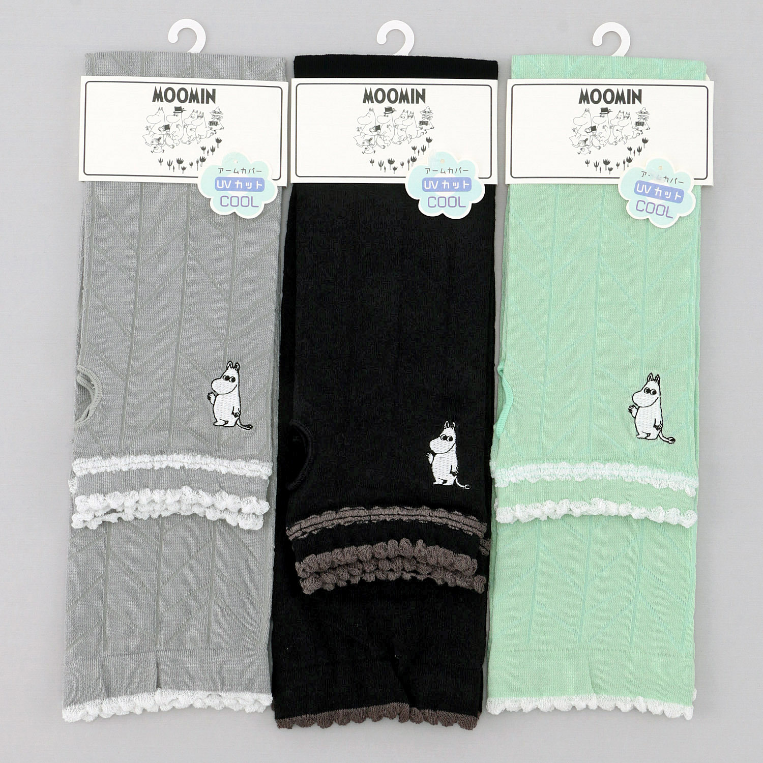 MOOMIN アームカバー UVカット＋冷感 枝柄ムーミン刺繍