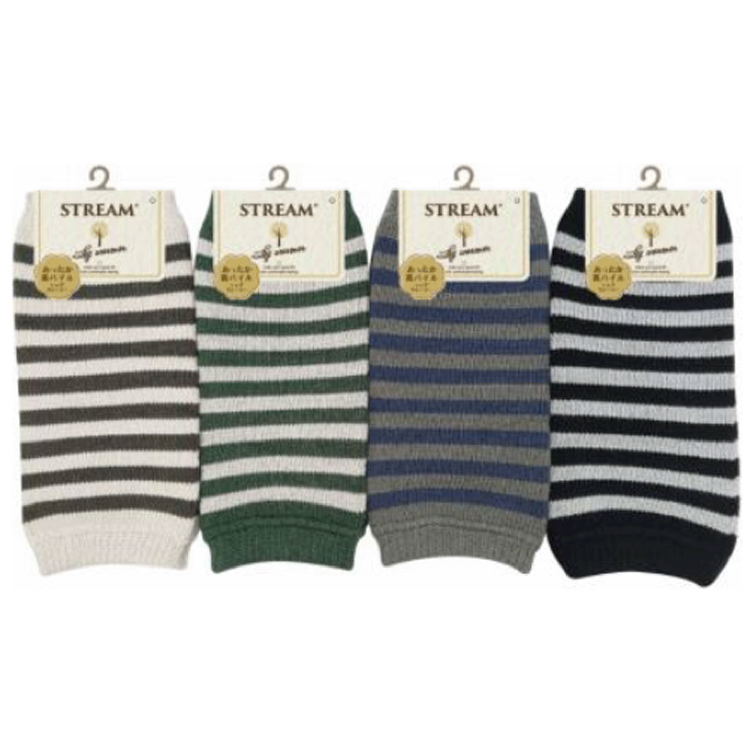 STREAM ボーダー 裏パイル ショート丈  レッグウォ―マー【在庫限り】 - 画像1