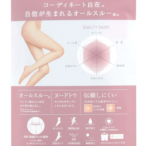 ATSUGI アスティーグ 魅 切替無し ストッキング - 画像4