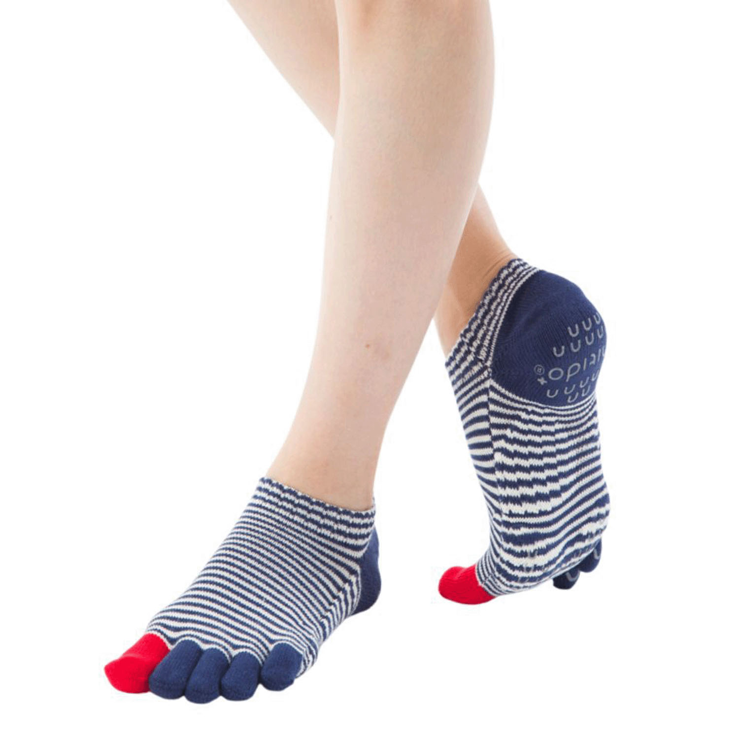 knitido ベーシック・エアークッション ピンボーダー アンクル5本指ソックス - 画像1