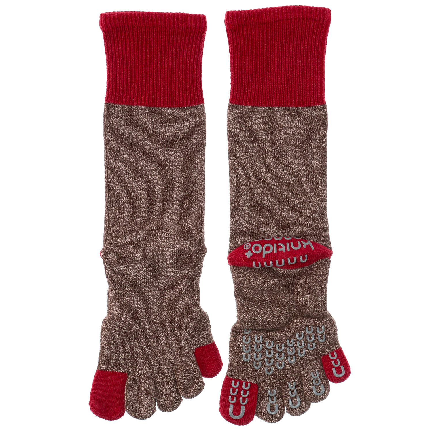 knitido ベーシック・エアークッション 撚杢バイカラーハイクルー5本指ソックス - 画像1