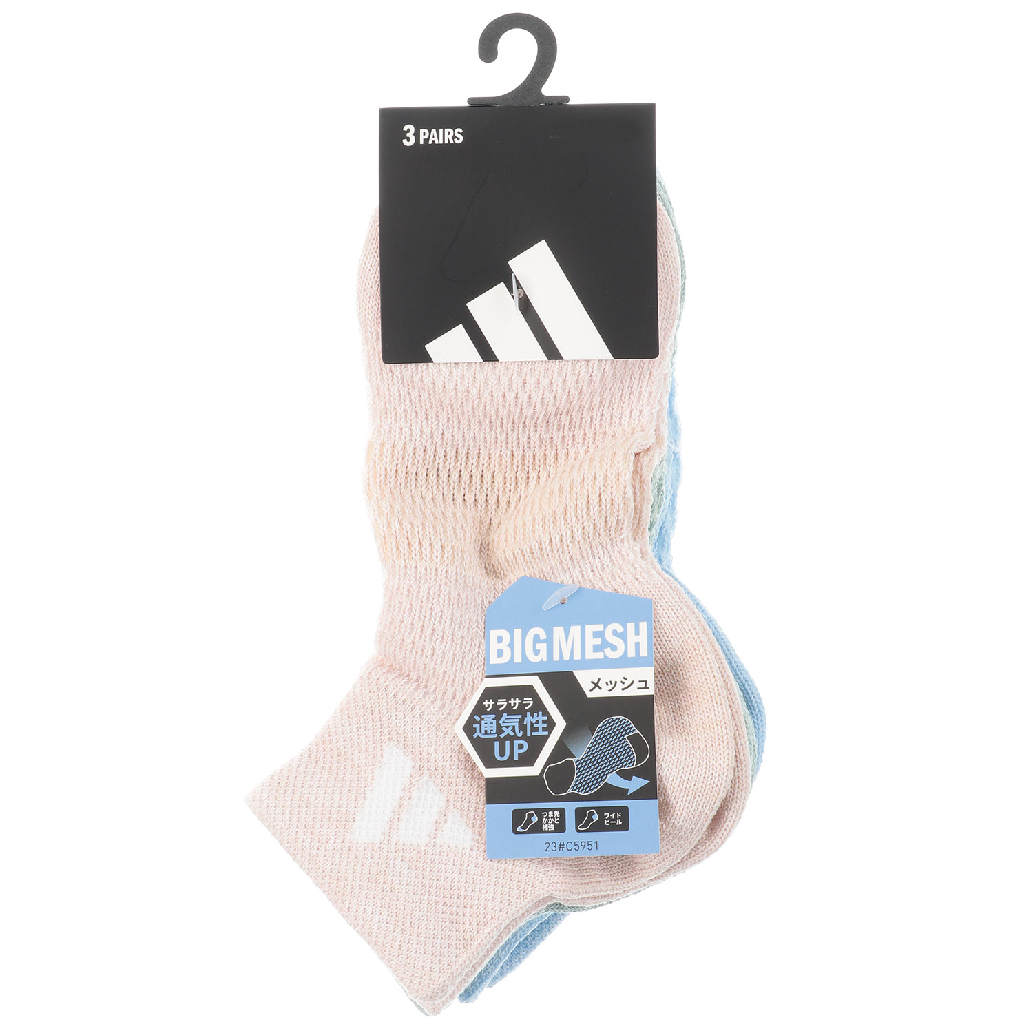 adidas 3Pスニーカー丈 ソックス  メッシュ【在庫限り】 - 画像2