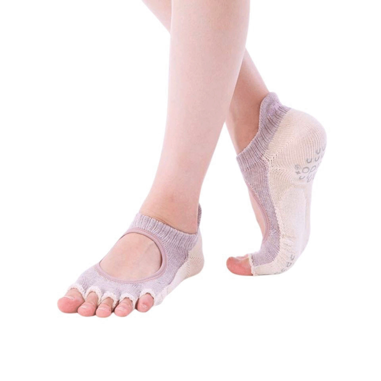 knitido ベーシック・エアークッション ボタニカルダイ ツートンカラー カバー 指なし 5本指ソックス - 画像1