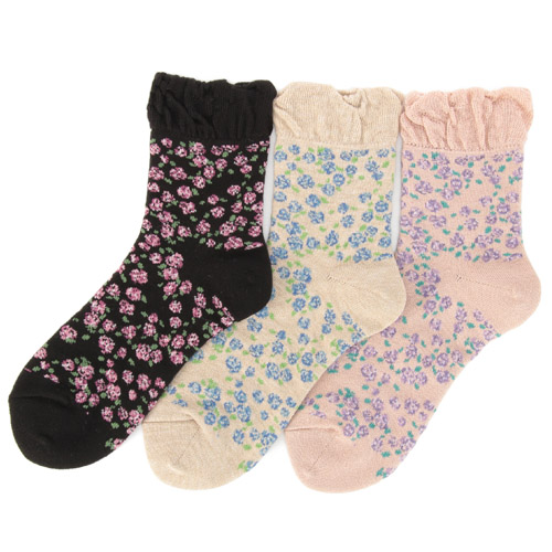 【復刻】 美容ソックス 小バラ柄【在庫限り】