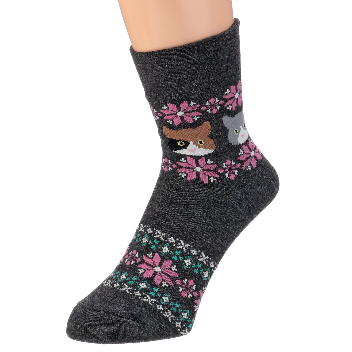 【新柄】 美容ソックス ノルディック×猫【在庫限り】 - 画像3