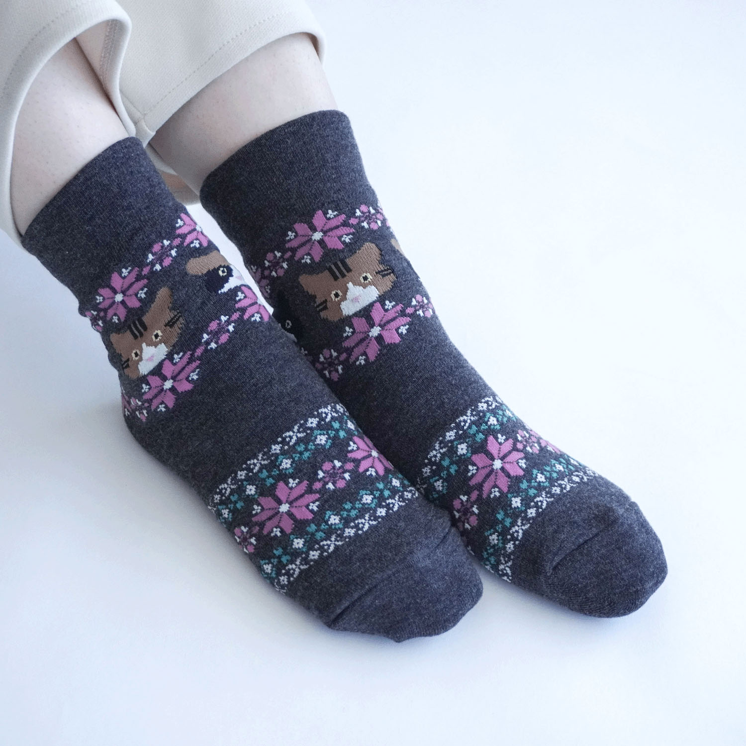 【新柄】 美容ソックス ノルディック×猫【在庫限り】 - 画像4