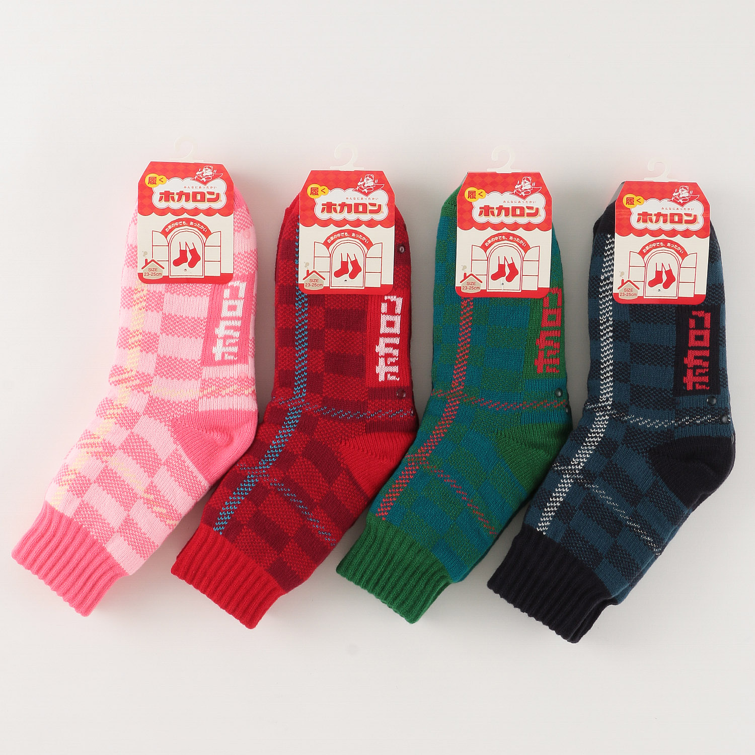 ホカロン 裏ボアチェック柄 ルームソックス【在庫限り】 - 画像1