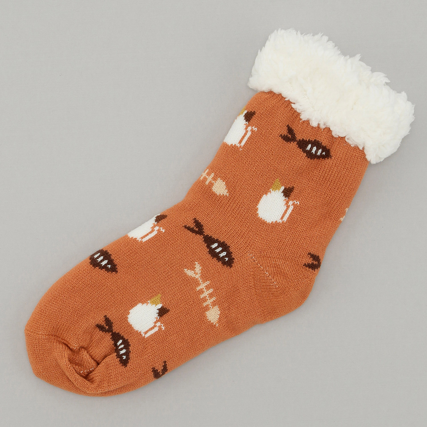 にゃんこ堂 裏ボア猫と魚 ルームソックス【在庫限り】 - 画像3