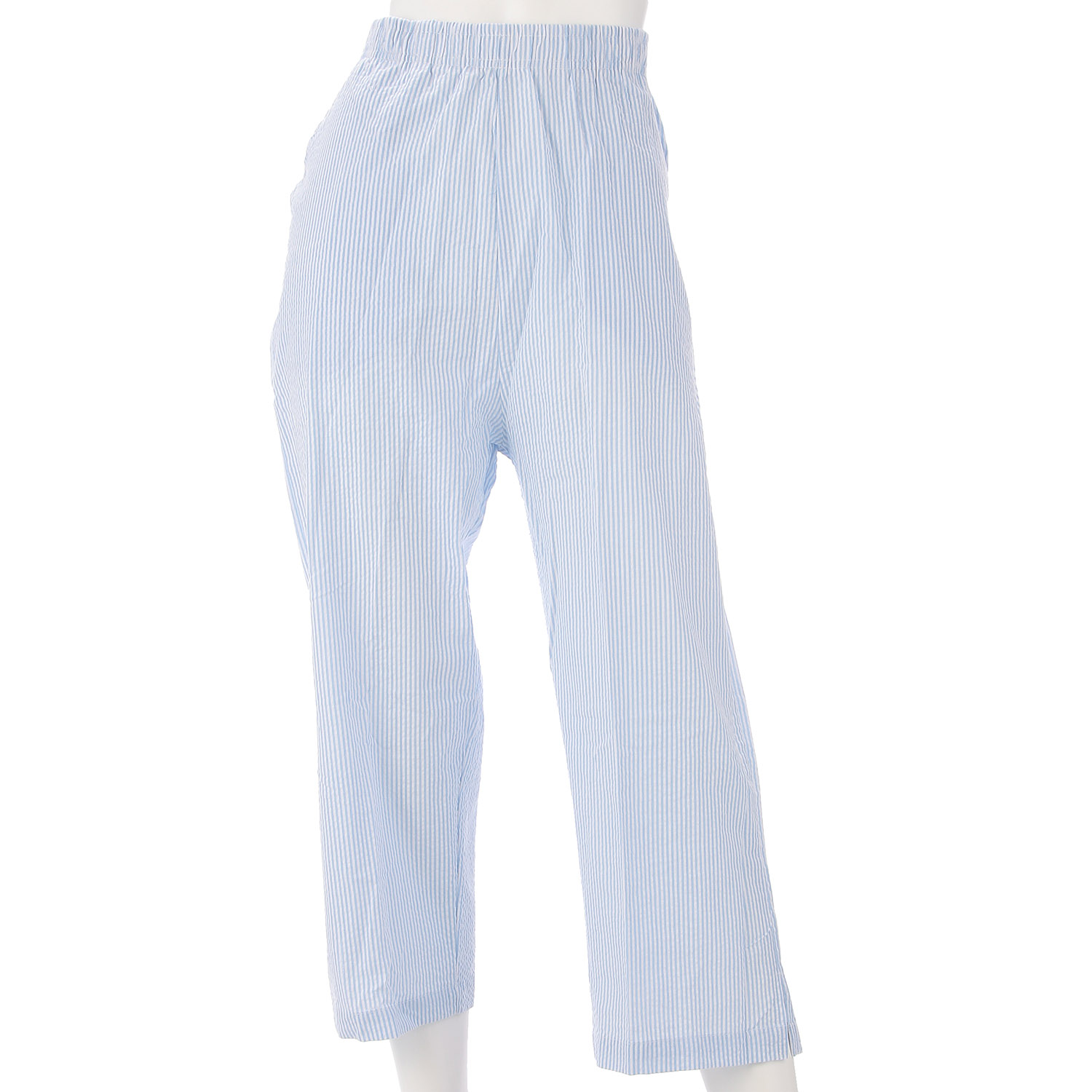 綿100％ 楽フリーPANTS ストライプ柄 7分丈【在庫限り】 - 画像1
