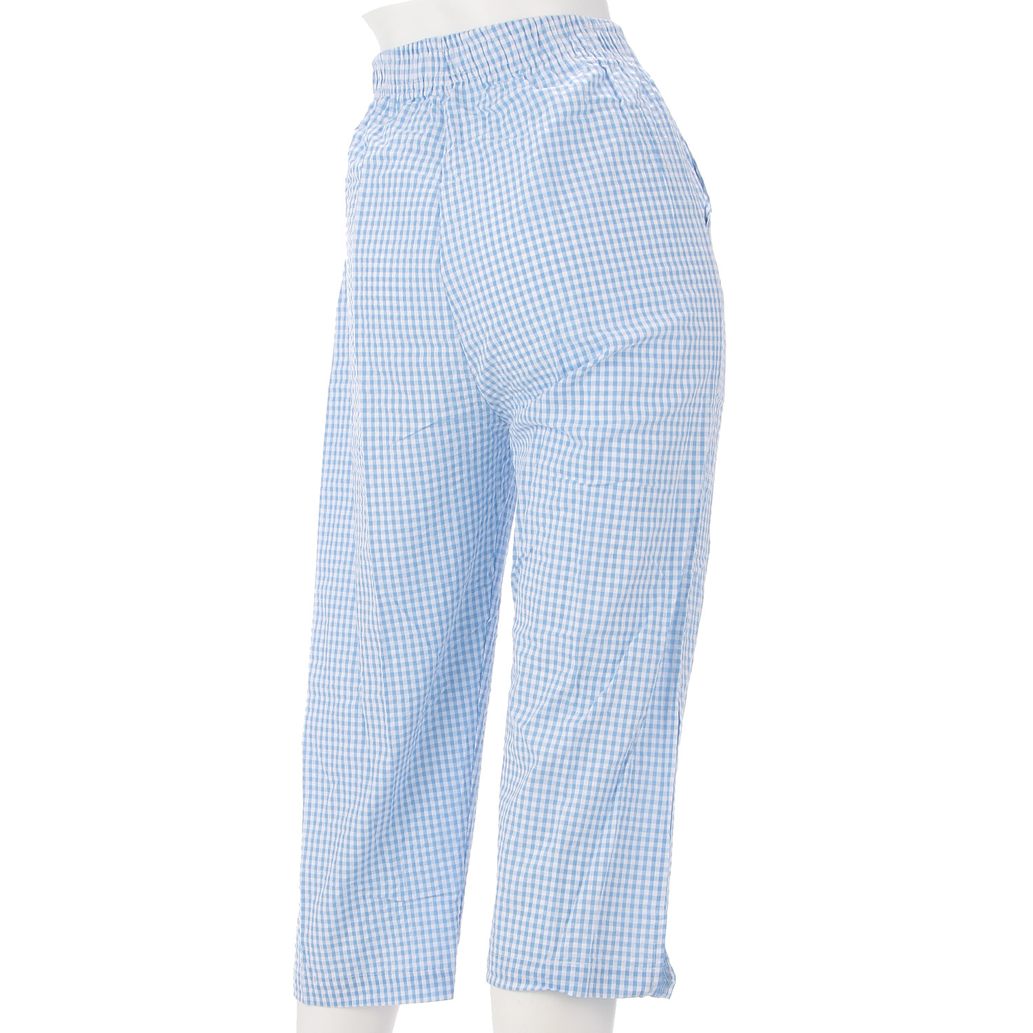 綿100％ 楽フリーPANTS ギンガムチェック 7分丈【在庫限り】 - 画像2