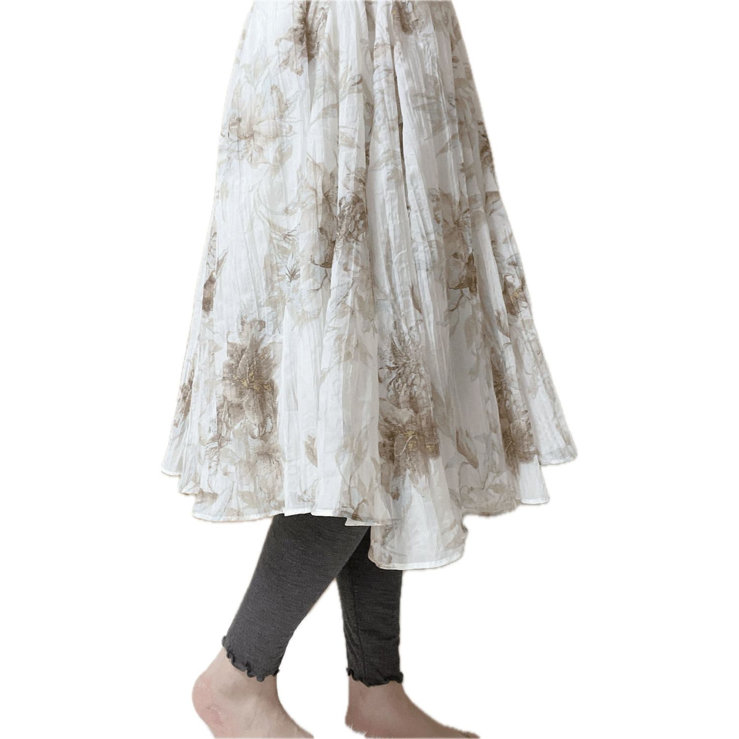 やわらか レーヨンレギンス 裾メロウタイプ - 画像1