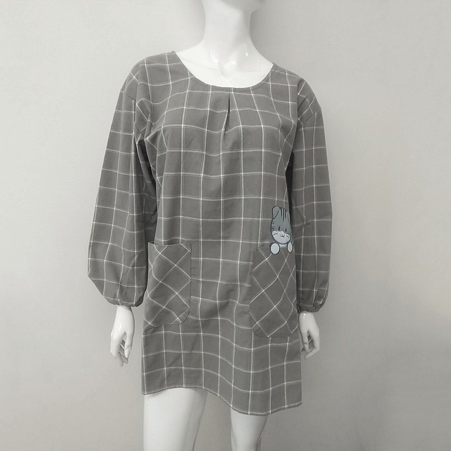 先染め サバ猫アップリケ 割烹着