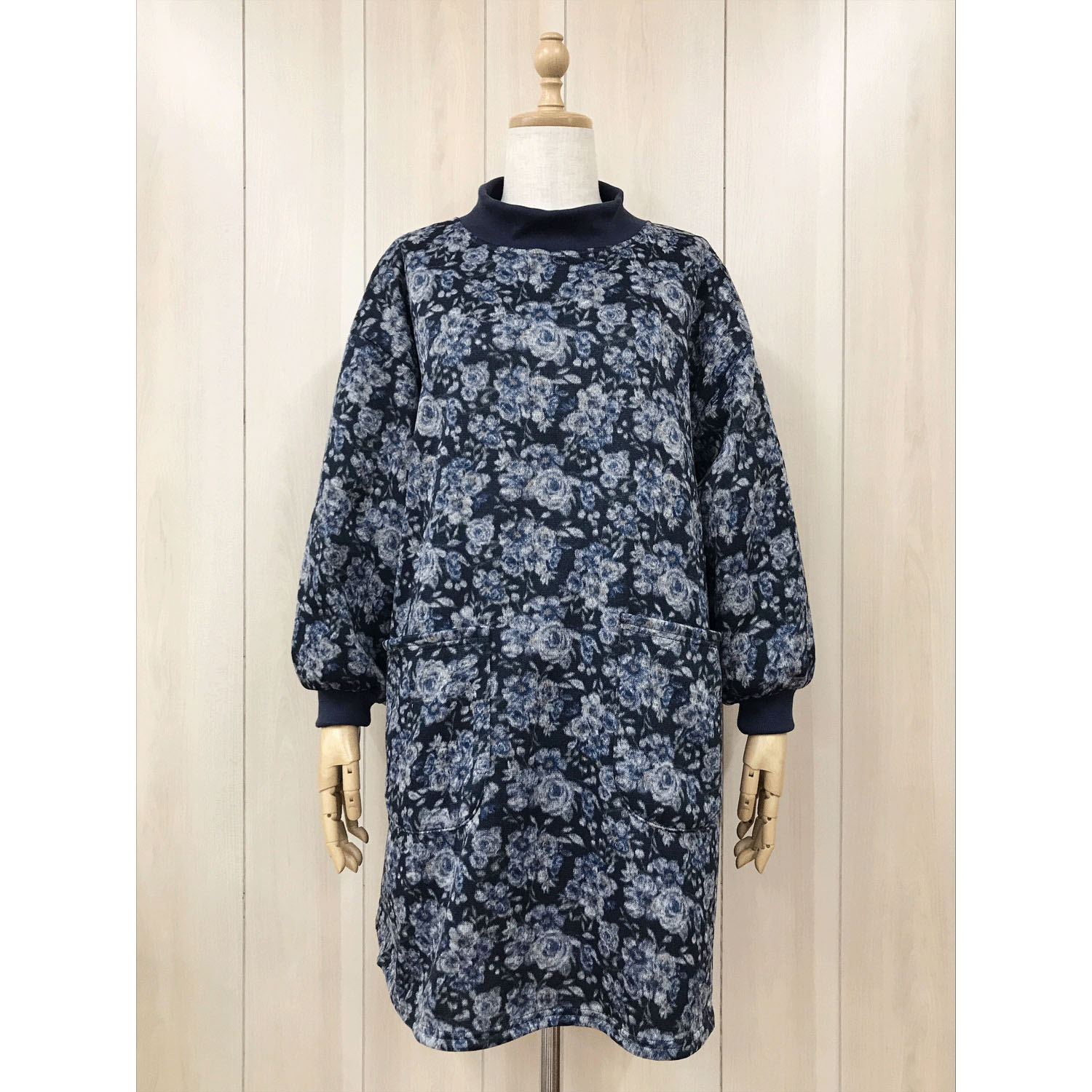 ツイード風裏起毛ニット薔薇柄プリントカッポー - 画像3