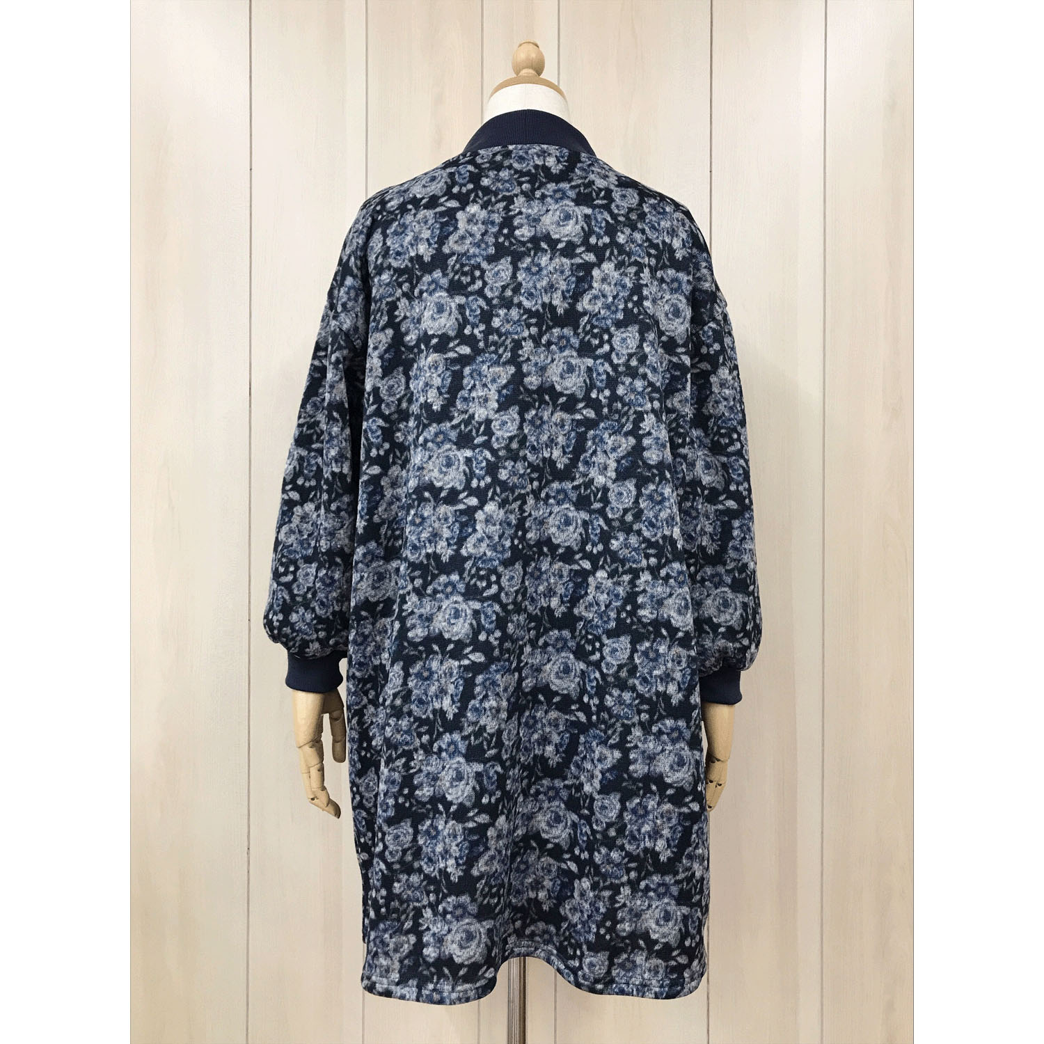 ツイード風裏起毛ニット薔薇柄プリントカッポー - 画像5