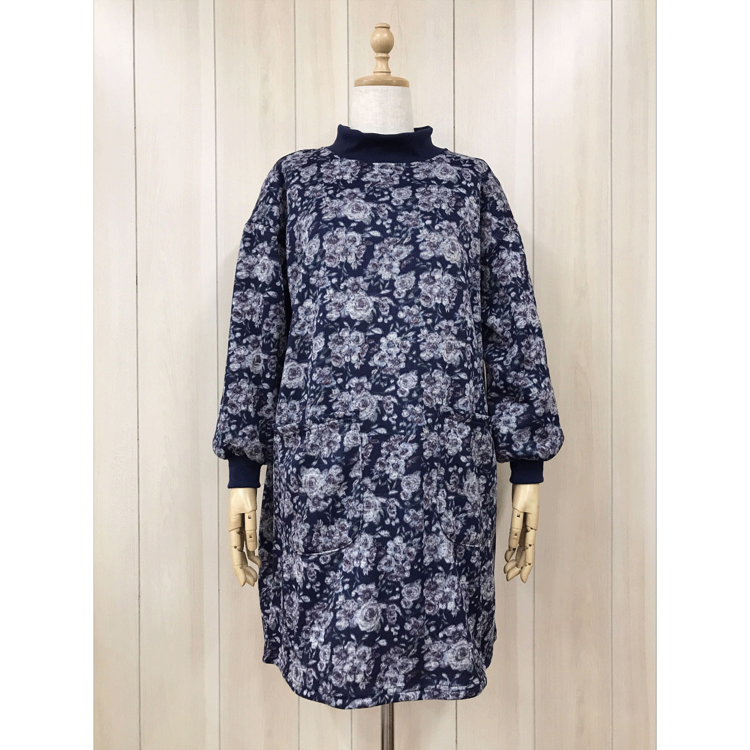 ツイード風裏起毛ニット薔薇柄プリントカッポー - 画像6