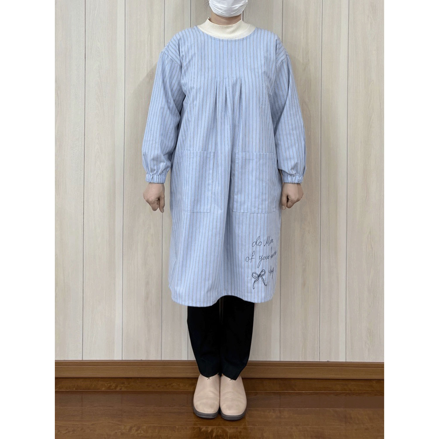 ECRU 先染め裾ロゴ刺繍カッポー