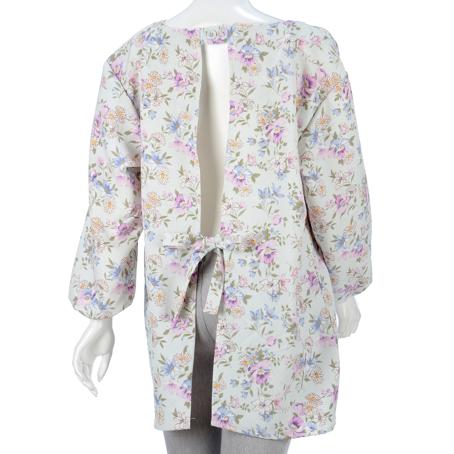 ストレッチ中花柄かっぽう着 - 画像3