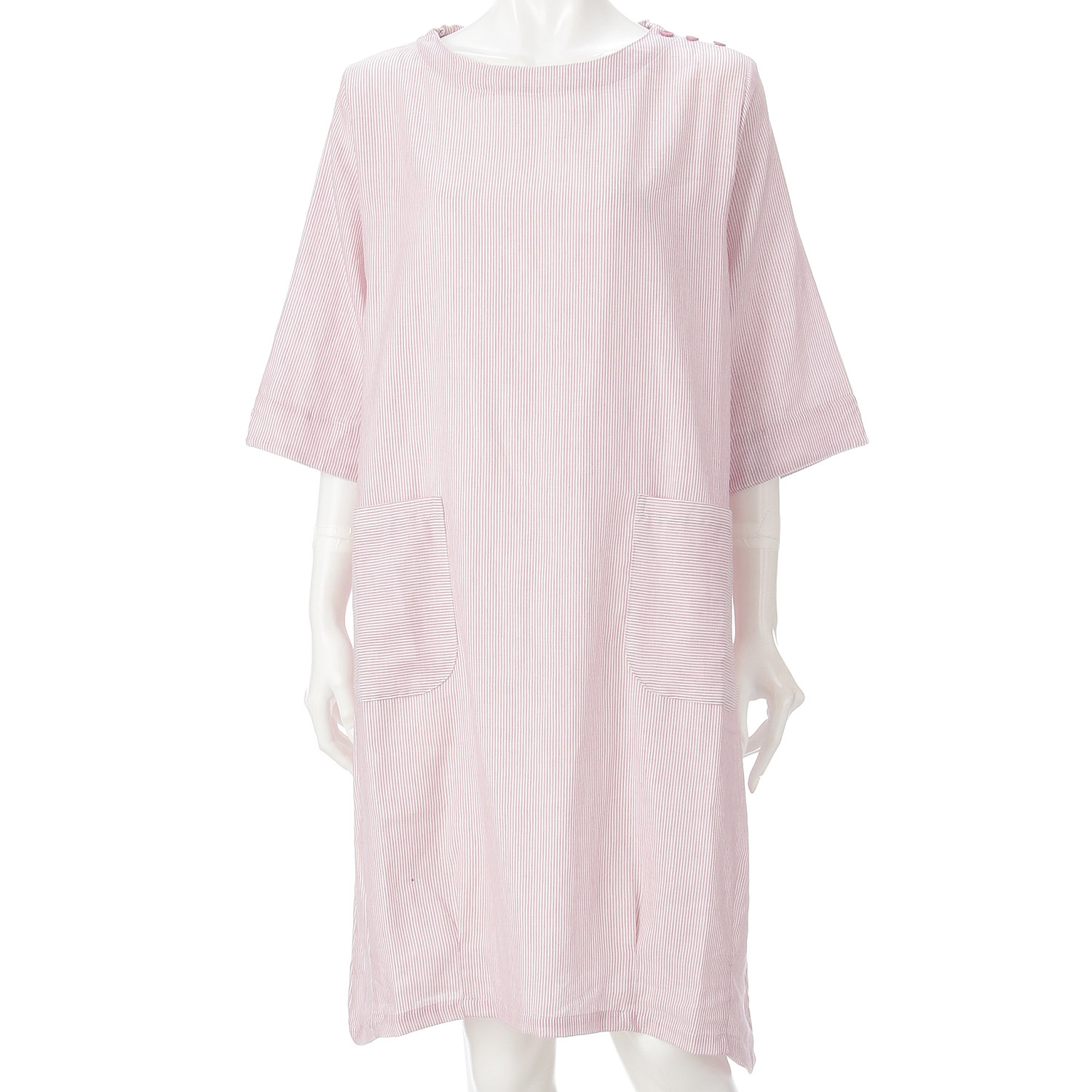 naturic ダブルガーゼストライプ柄ワンピース - 画像1