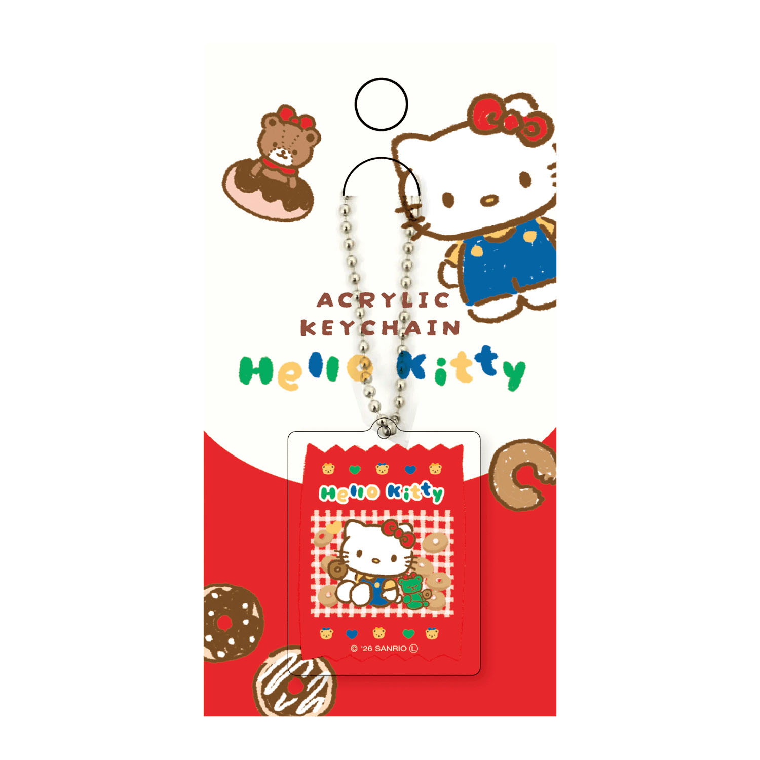 ハローキティ  ボールチェーンアクリルキーホルダー  おやつパーティー - 画像1