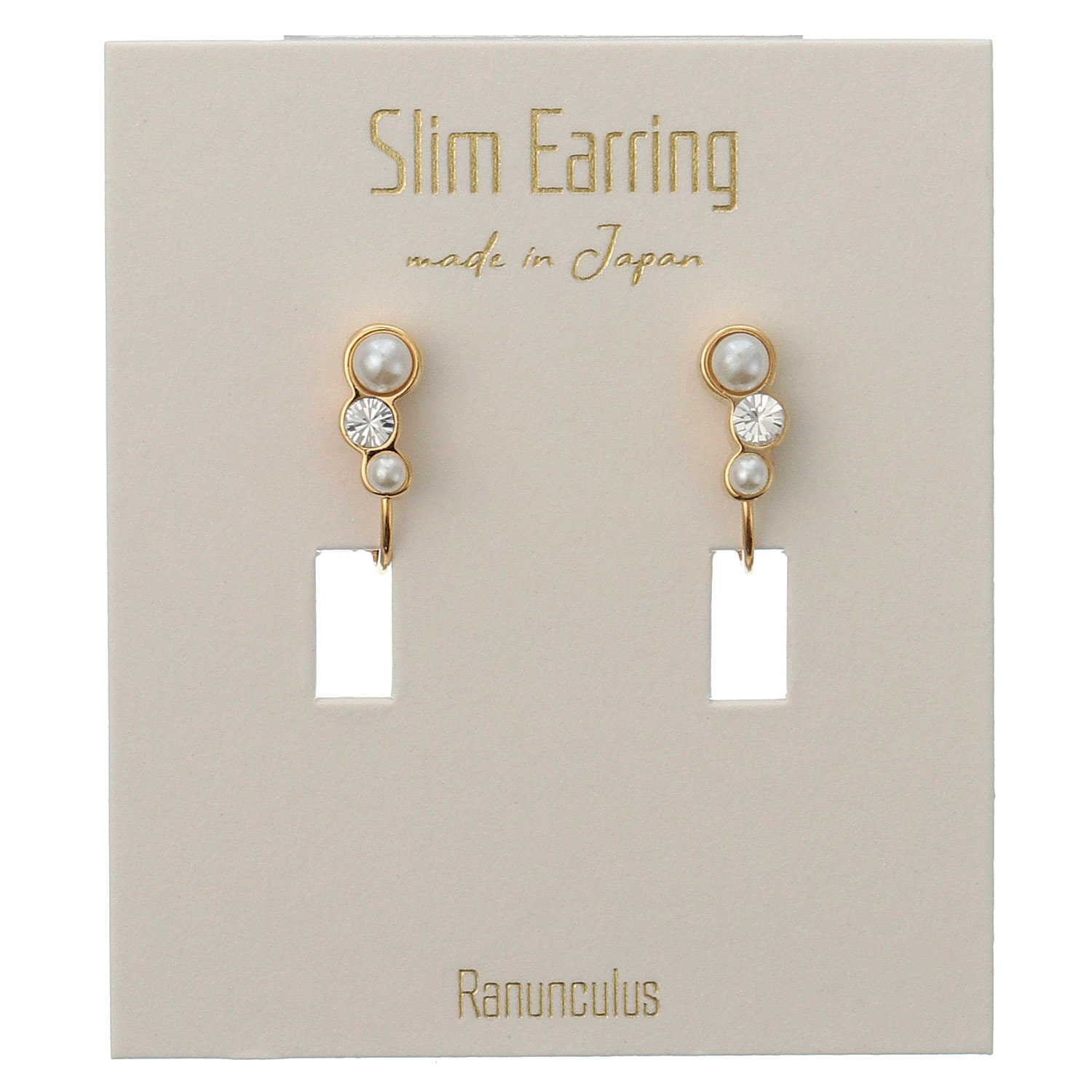 ガラスパールカーブスリムイヤリング - 画像1