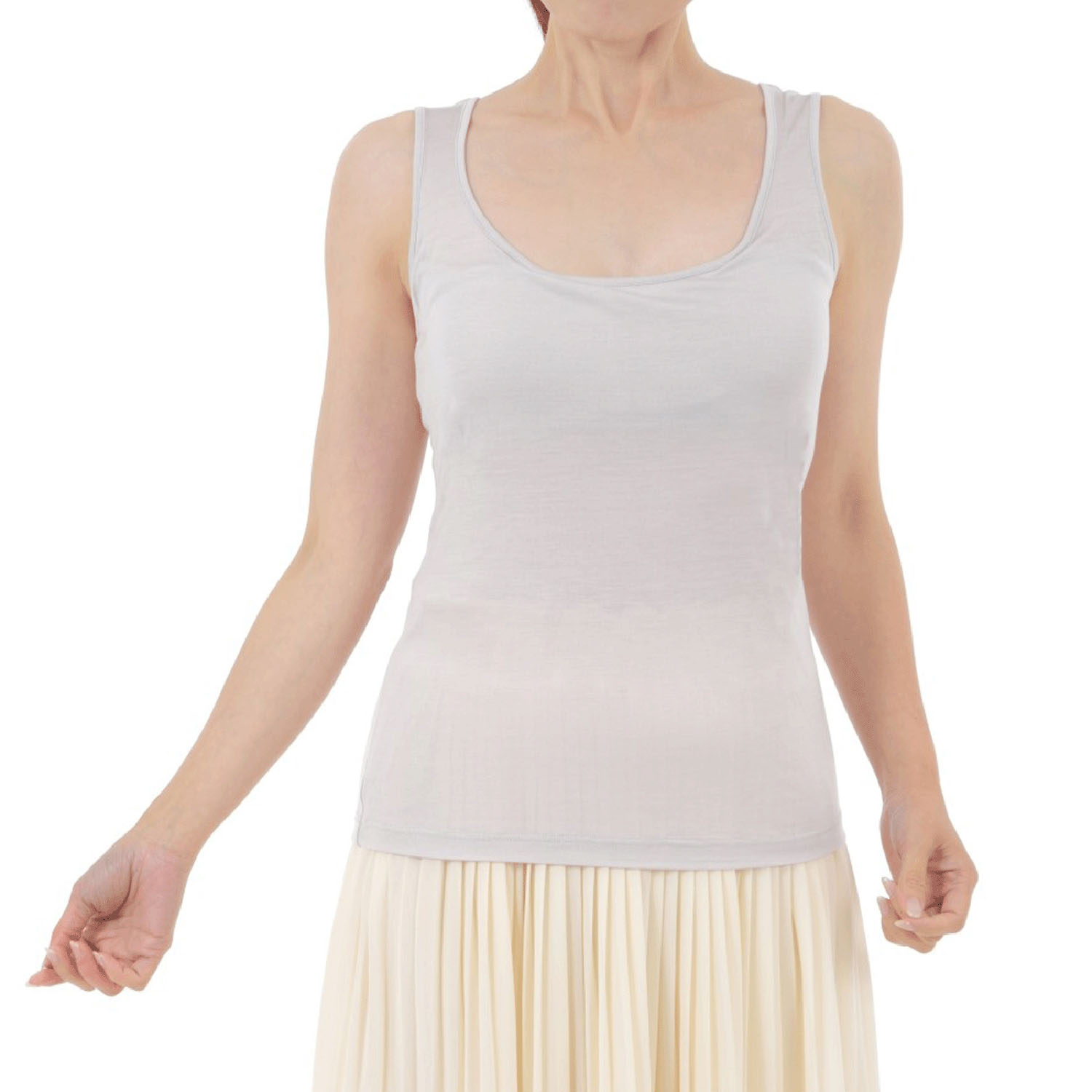 シルクタンクトップ胸パット付き - 画像1