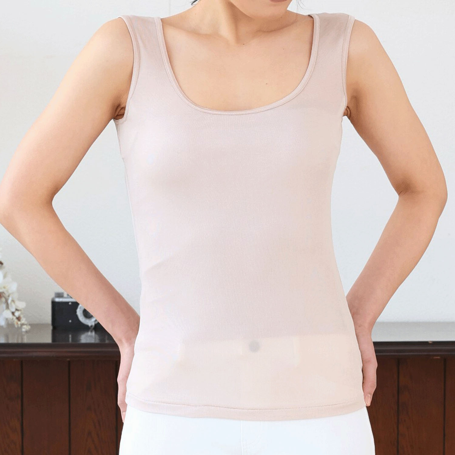 シルクタンクトップ汗取りパット付 - 画像3