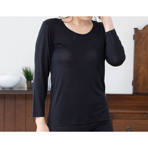 絹 8分袖 絹紡糸LL - 画像1