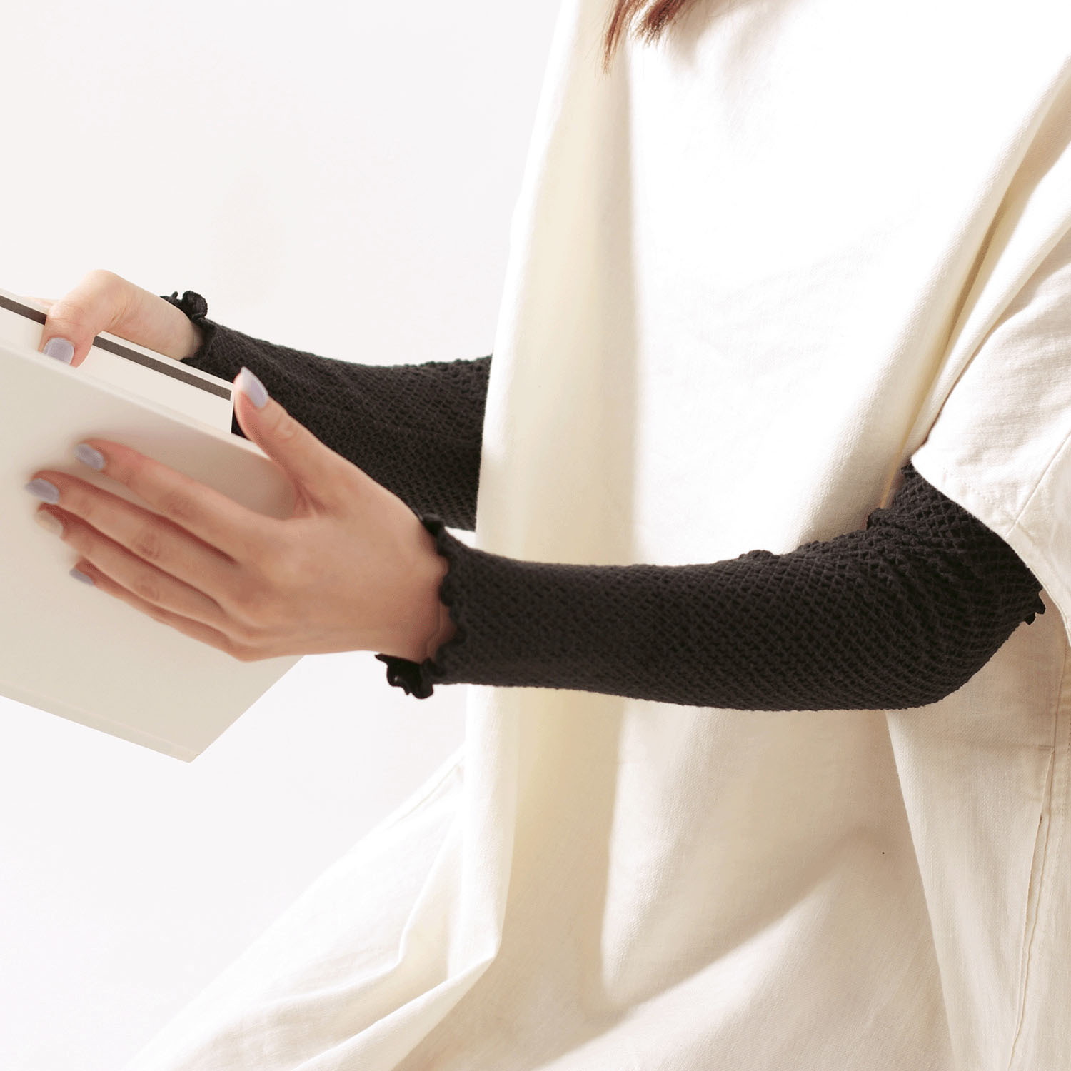 レッグ＆アームカバー ブラック のびりら - 画像1