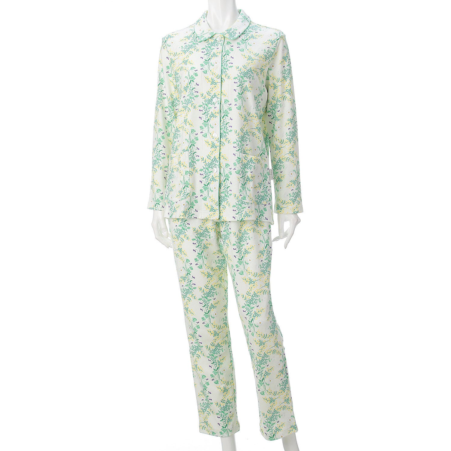 点と線模様製作所 綿 スムース プリント ミモザ  レディース パジャマ - 画像6