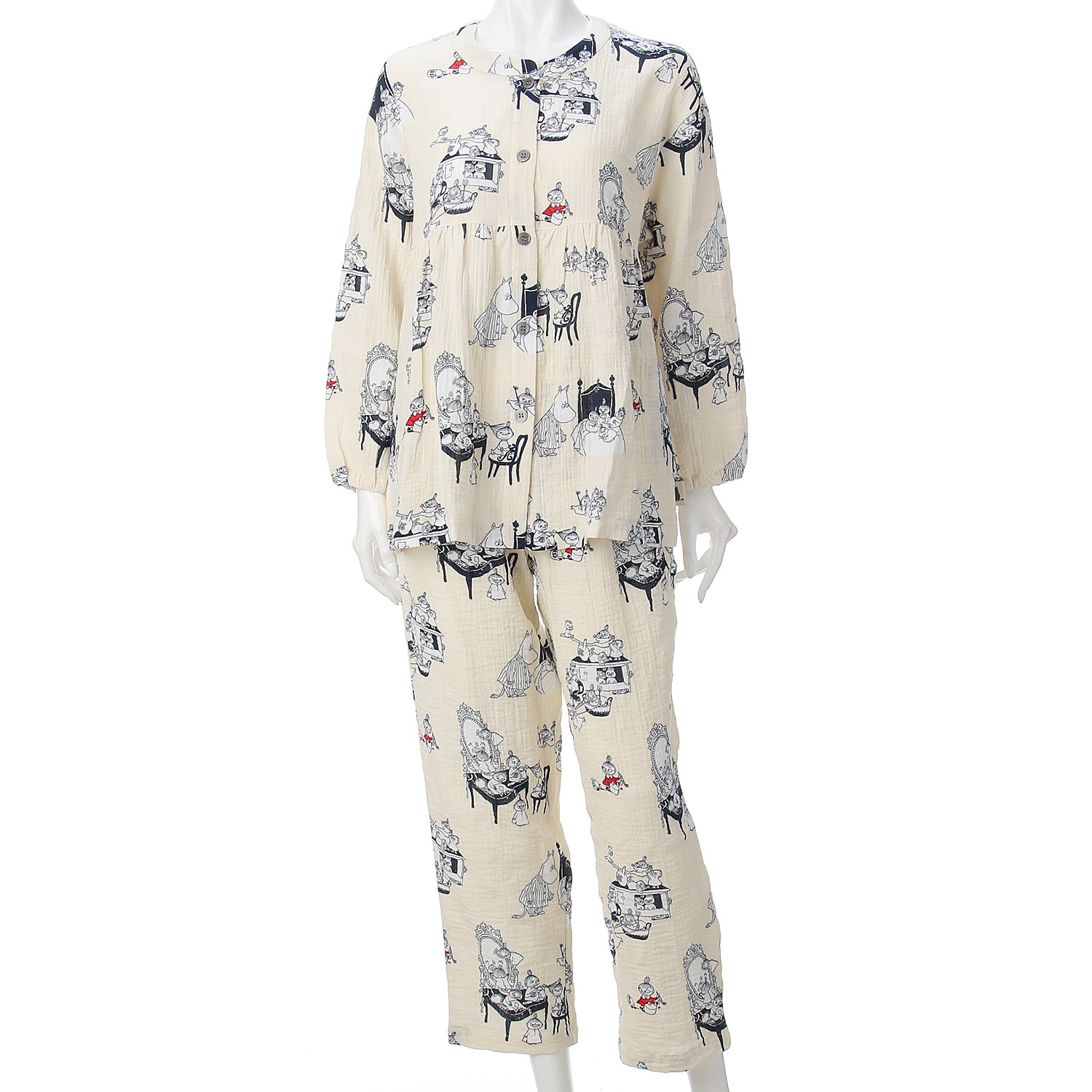 Amour アムール×MOOMIN ムーミン 二重ガーゼシャーリングプリント パジャマ - 画像1