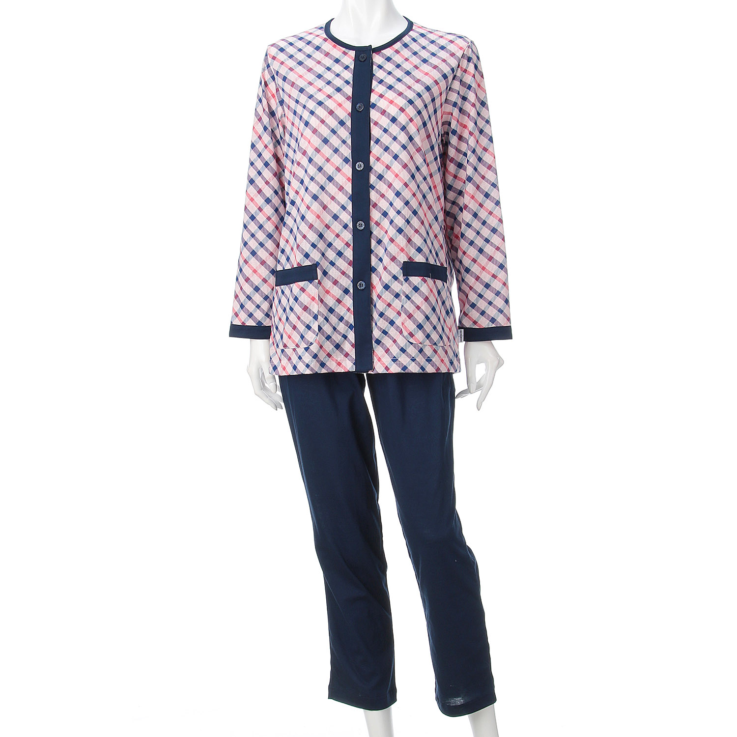 DAKS 婦人 長袖長パンツパジャマ チェックM／L - 画像2