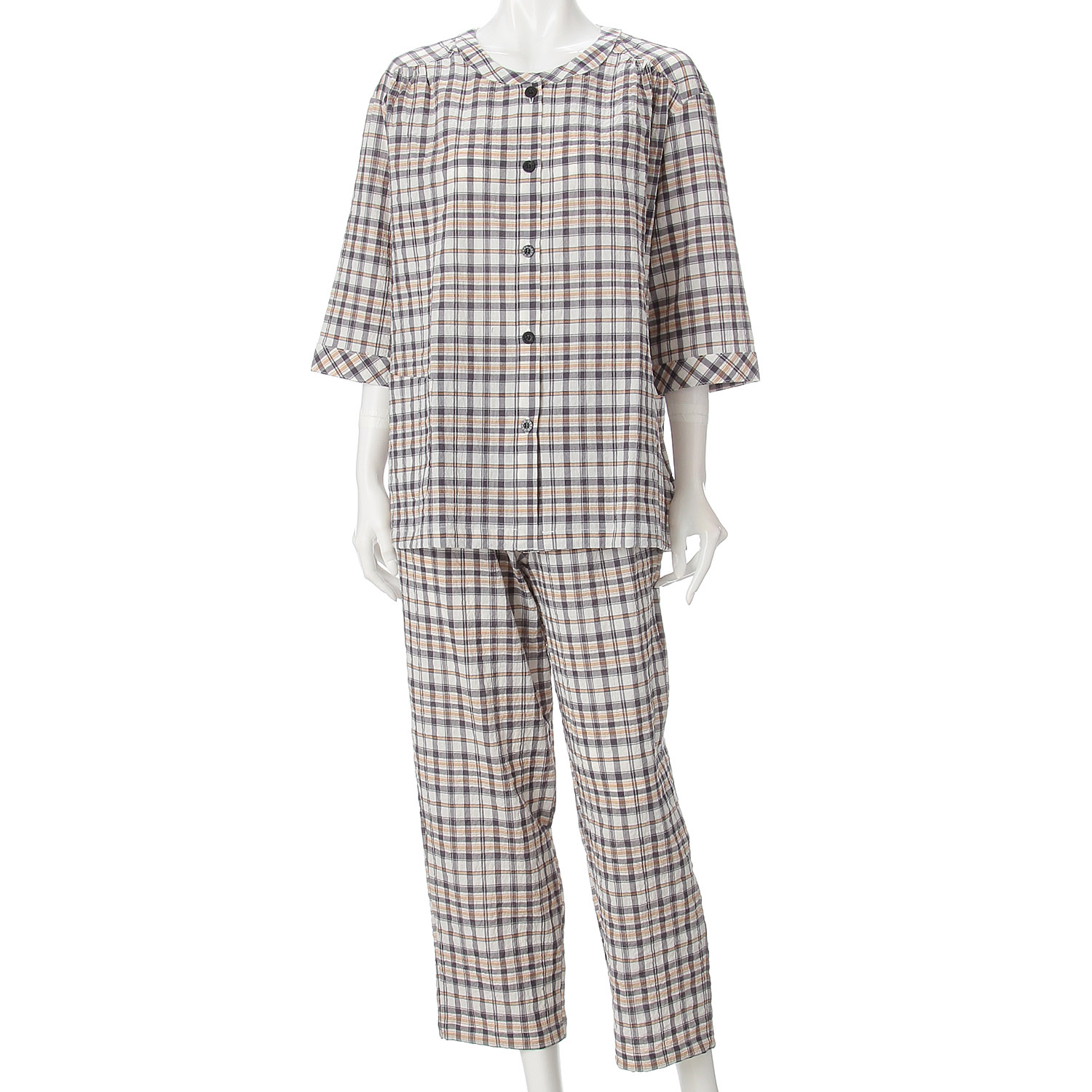 DAKS 婦人シャーリング 7分袖長パンツパジャマ