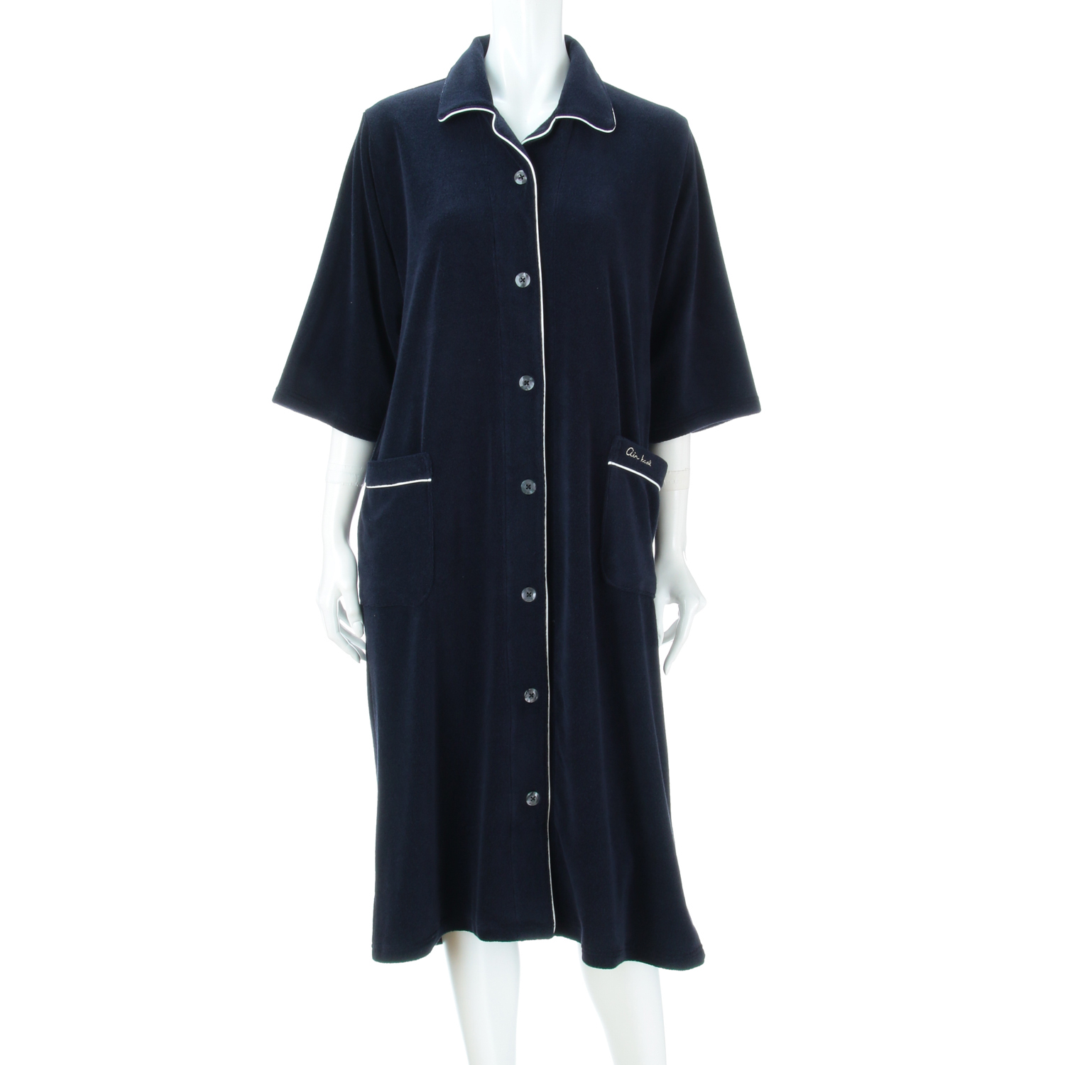 婦人 エアーかおる 紀伊パイル シャツワンピース 6分袖 - 画像5