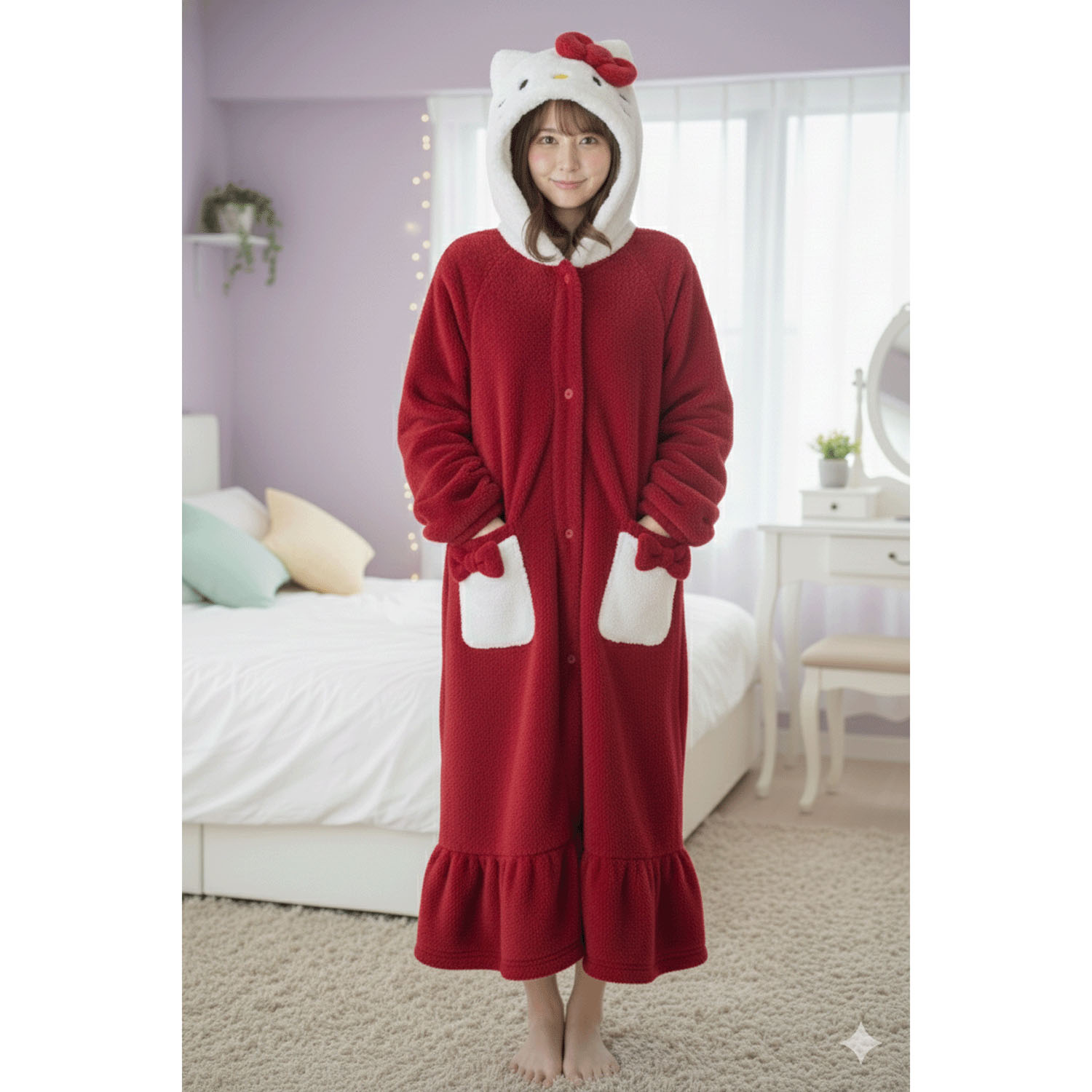 ハローキティ両面ボア着る毛布 - 画像1