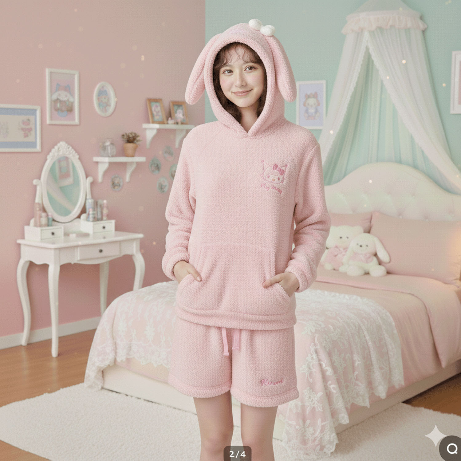 マイメロディ 毛糸パーカー＆ショートパンツセット - 画像1