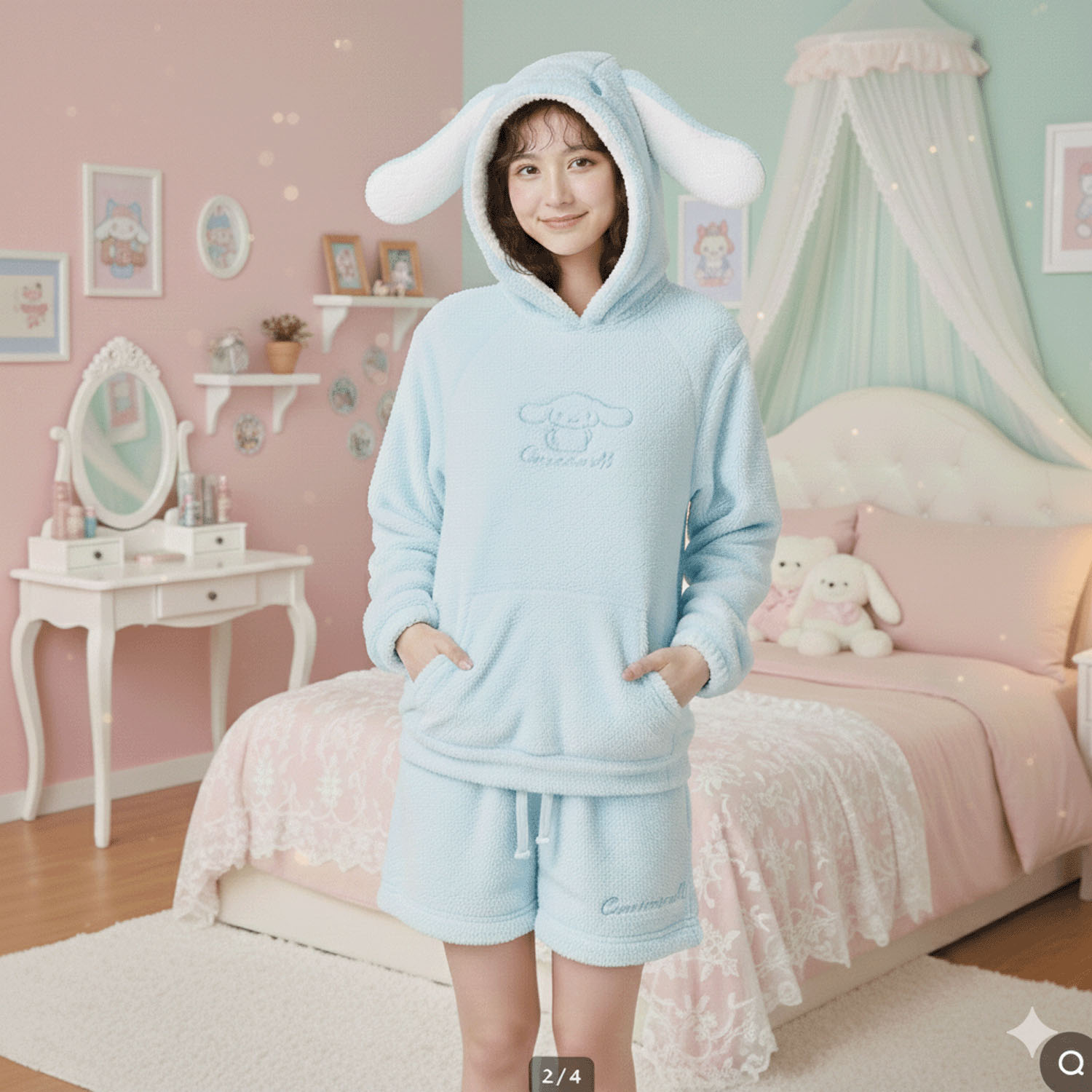 シナモ 毛糸パーカー＆ショートパンツセット - 画像1