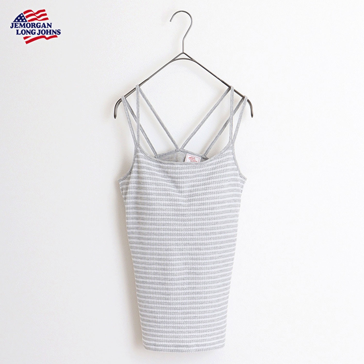 【JEMORGAN LONG JOHNS】 ボーダーワッフルカップ付きキャミソール - 画像3