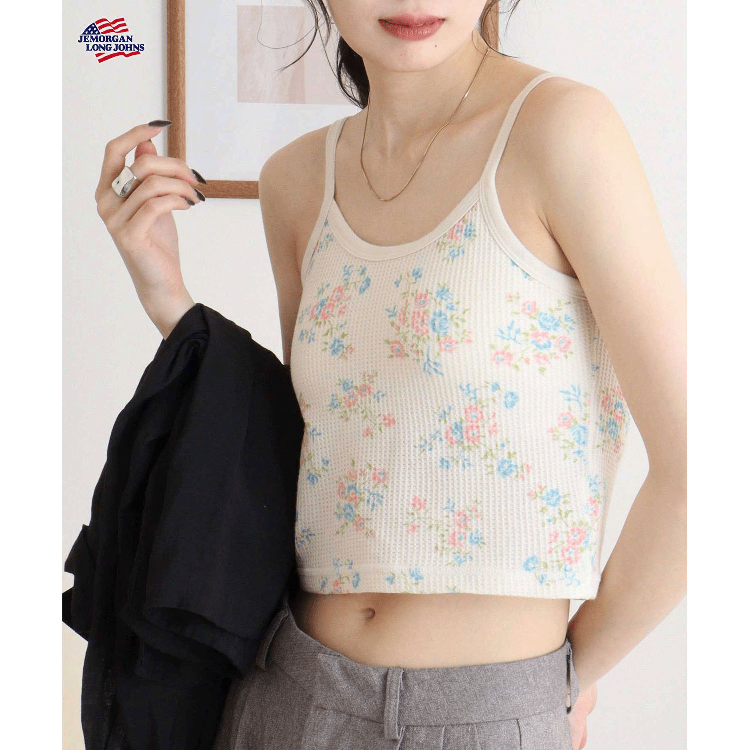 【JEMORGAN LONG JOHNS】 花柄カップ付きショートキャミソール - 画像11