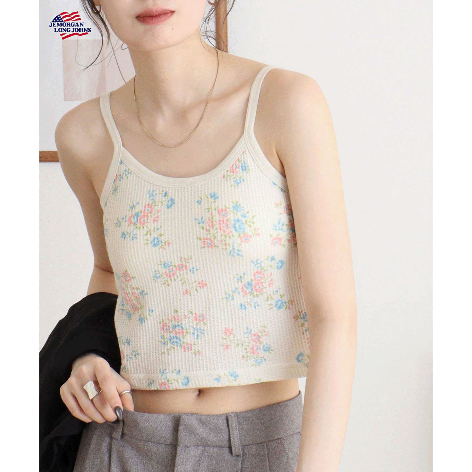 【JEMORGAN LONG JOHNS】 花柄カップ付きショートキャミソール - 画像12