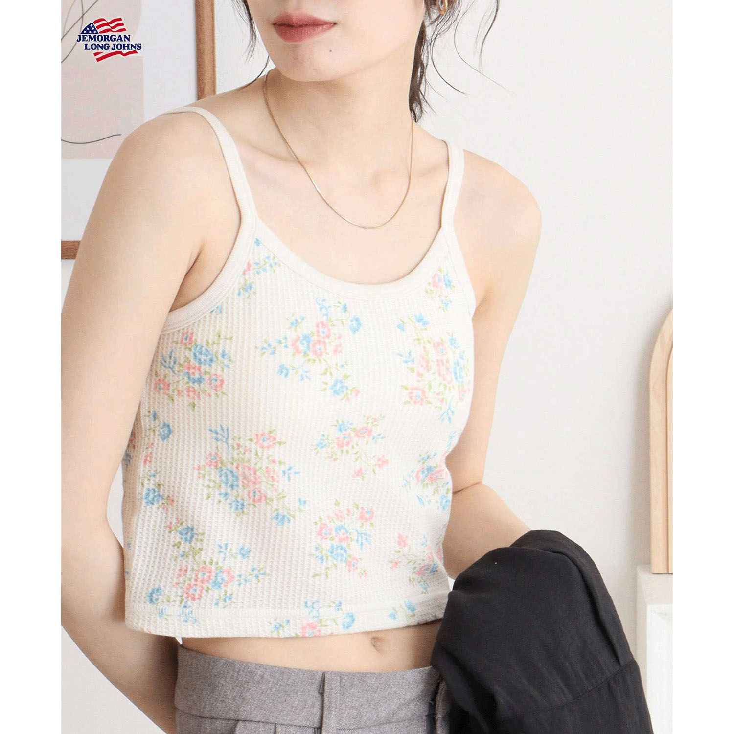 【JEMORGAN LONG JOHNS】 花柄カップ付きショートキャミソール - 画像13