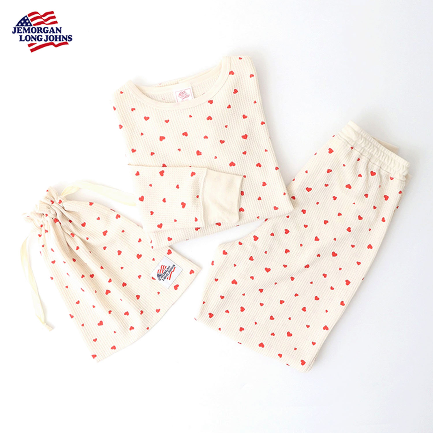 【JEMORGAN LONG JOHNS】ハート柄ワッフルルームウェア3点セット - 画像20