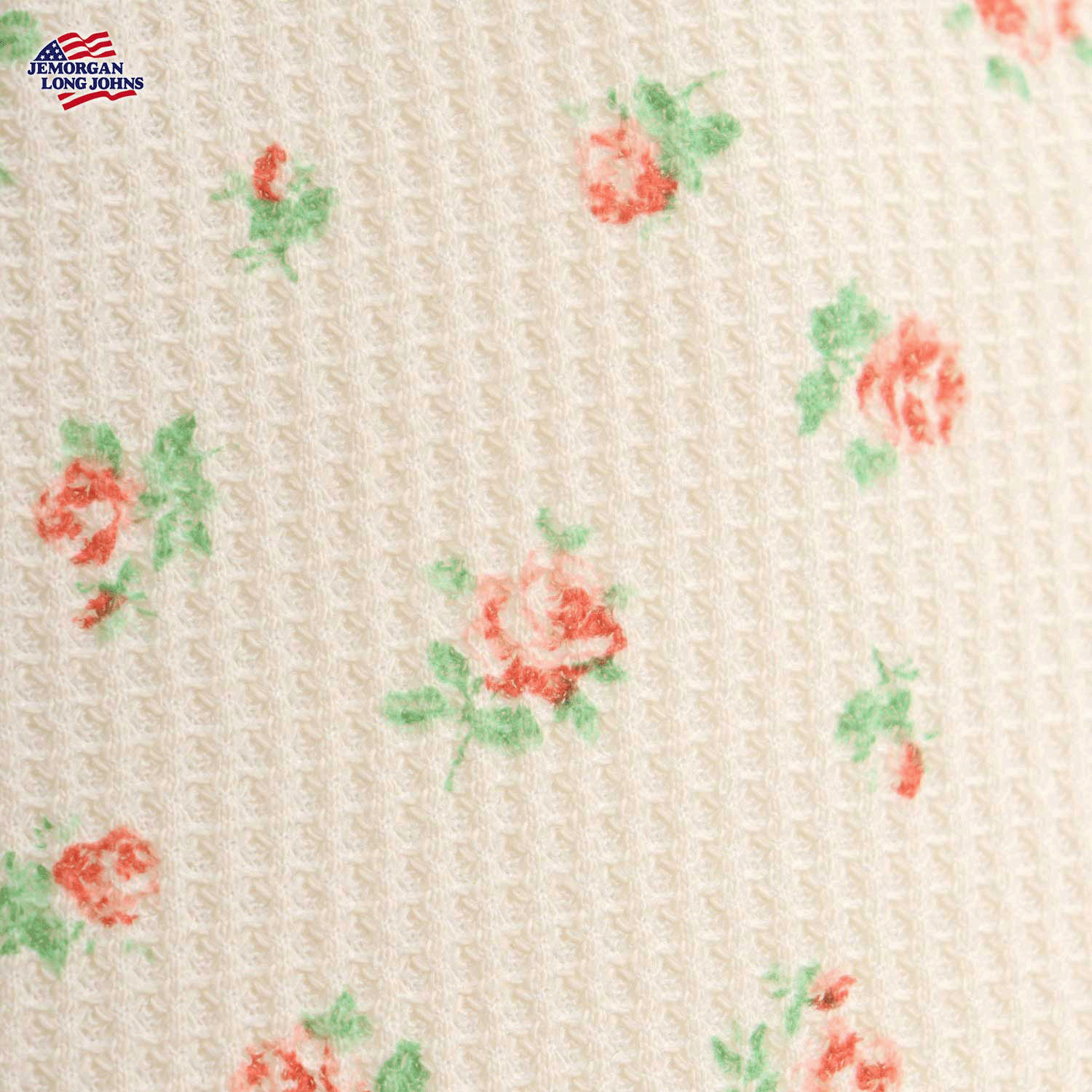 【JEMORGAN LONG JOHNS】 花柄ワッフルルームウェア3点セット - 画像5