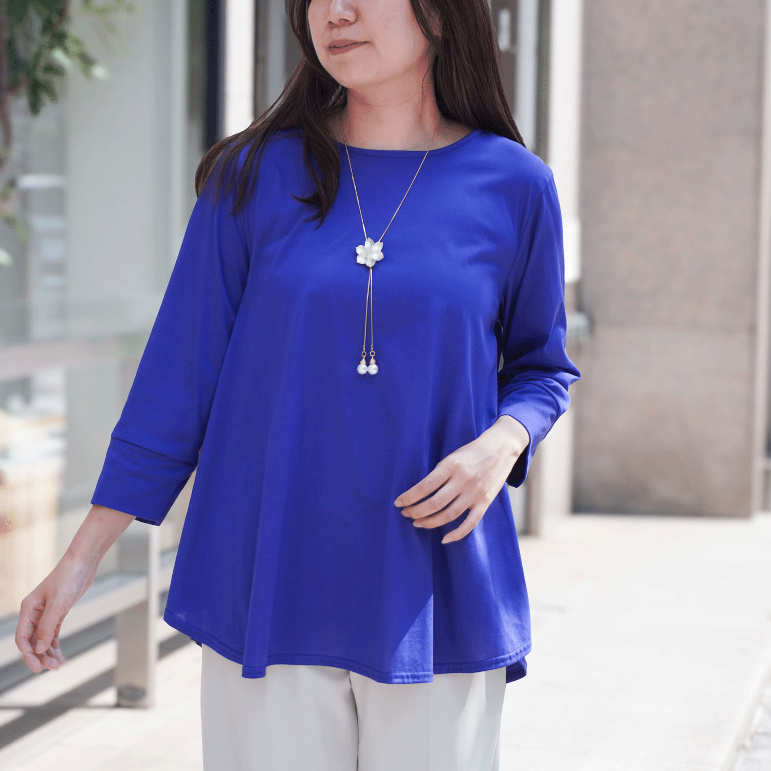 プリマシャインドレープ8分袖チュニック