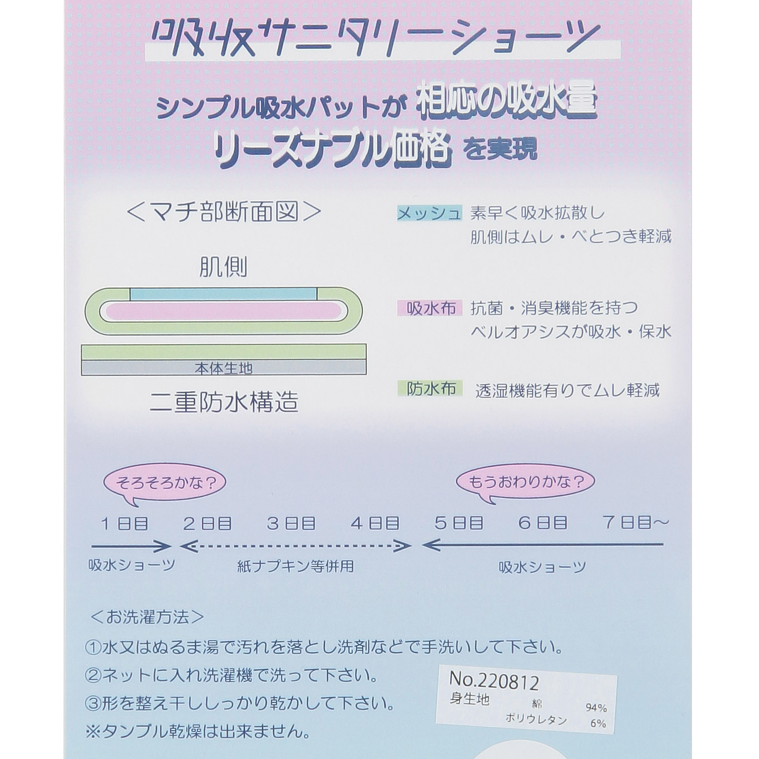 デイ用吸水ボーダー3Pショーツ - 画像6