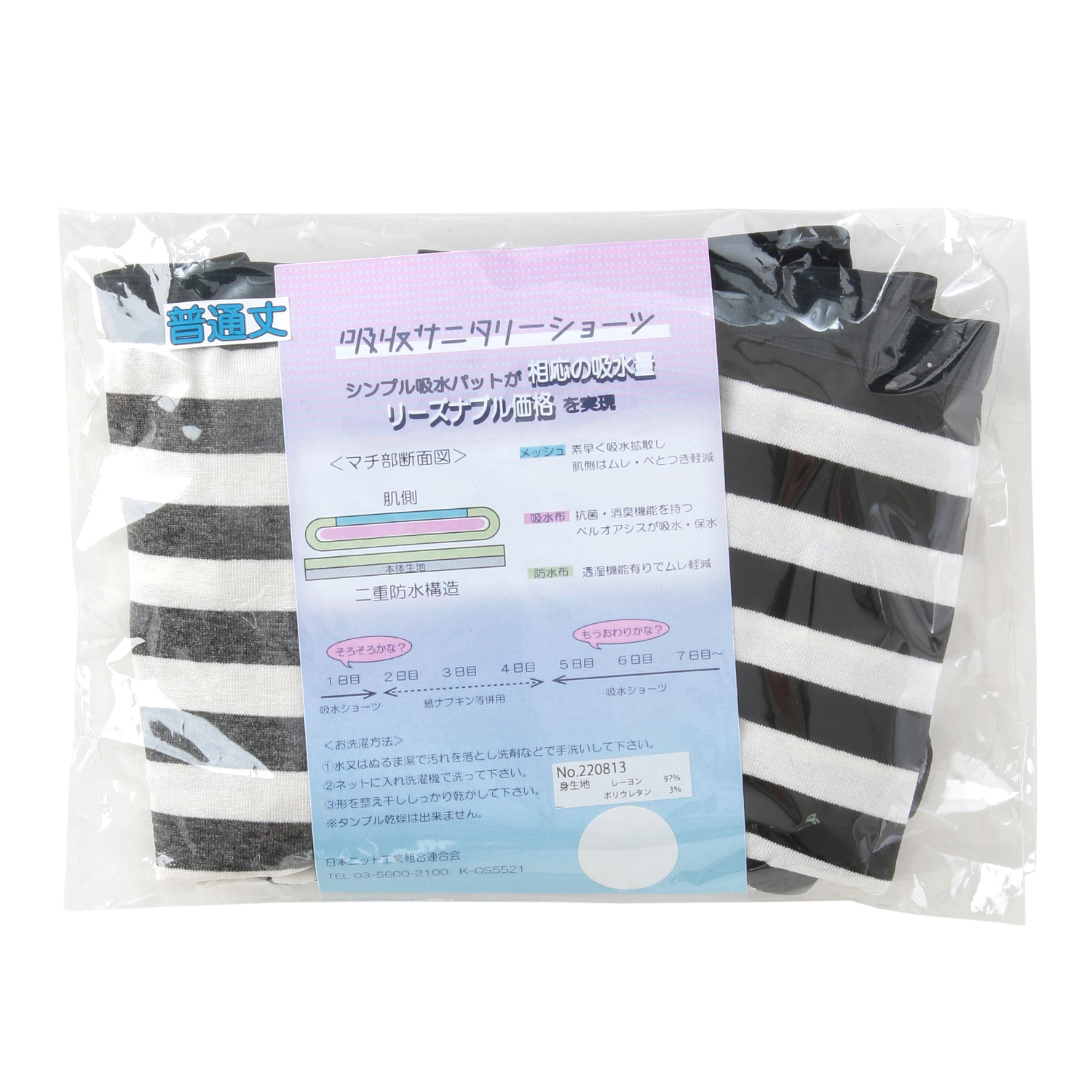 30CC吸水ボーダー3Pショーツ - 画像6