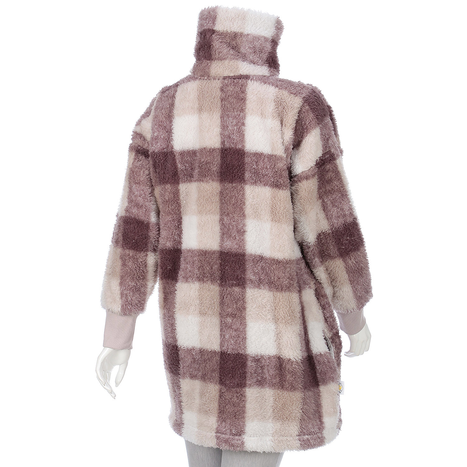 スヌーピー ふわもこ チェック柄スタンド衿ショート丈くるまろん - 画像2