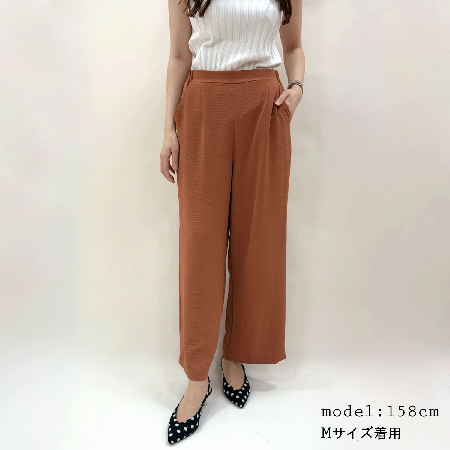 【新色追加】多機能素材セミワイドパンツ - 画像1