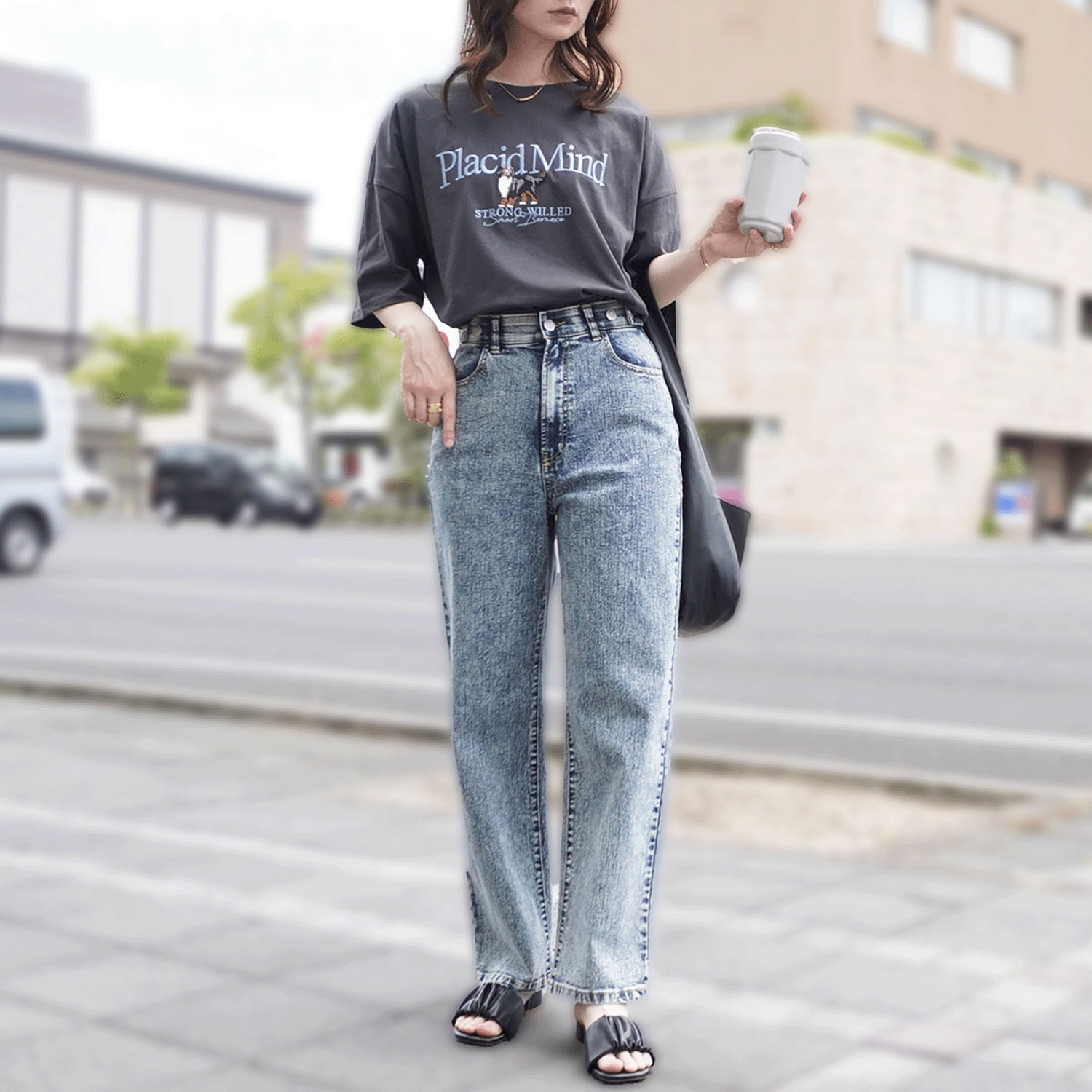 【ETONET限定 お取り寄せ】Emma リサイクルデニム釦付きストレートパンツ - 画像14