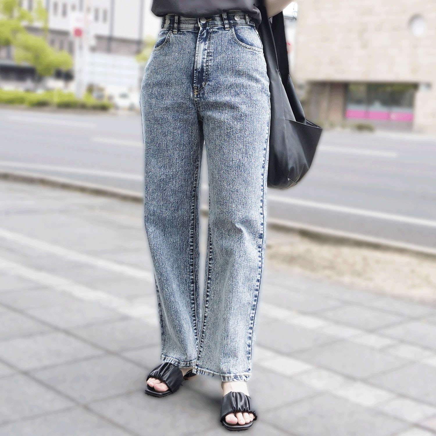 【ETONET限定 お取り寄せ】Emma リサイクルデニム釦付きストレートパンツ - 画像15