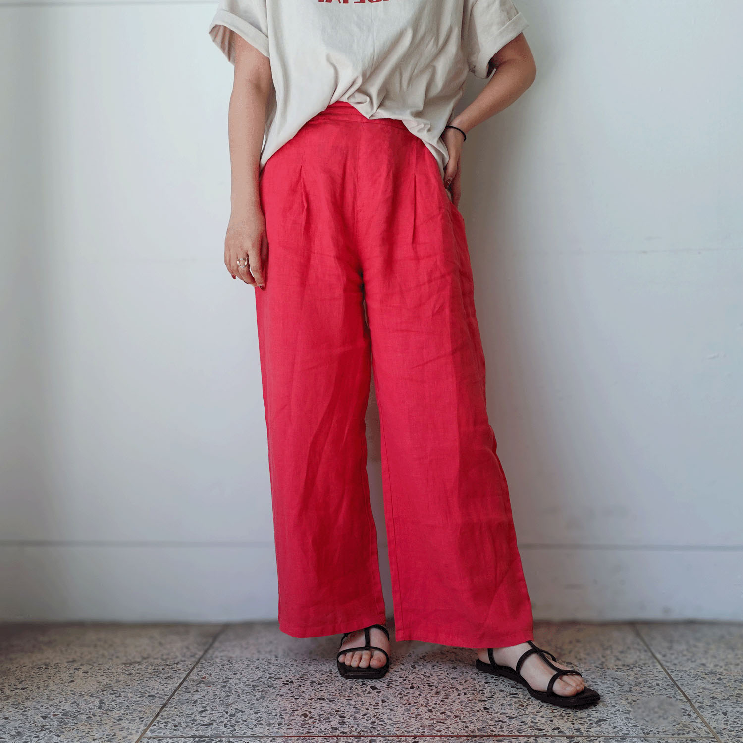 【Insta Live】JEUNE ET JOYEUX フレンチリネンワイドパンツ 65丈 - 画像3